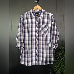 Purple and White Plaid Empyre Button-up shirt